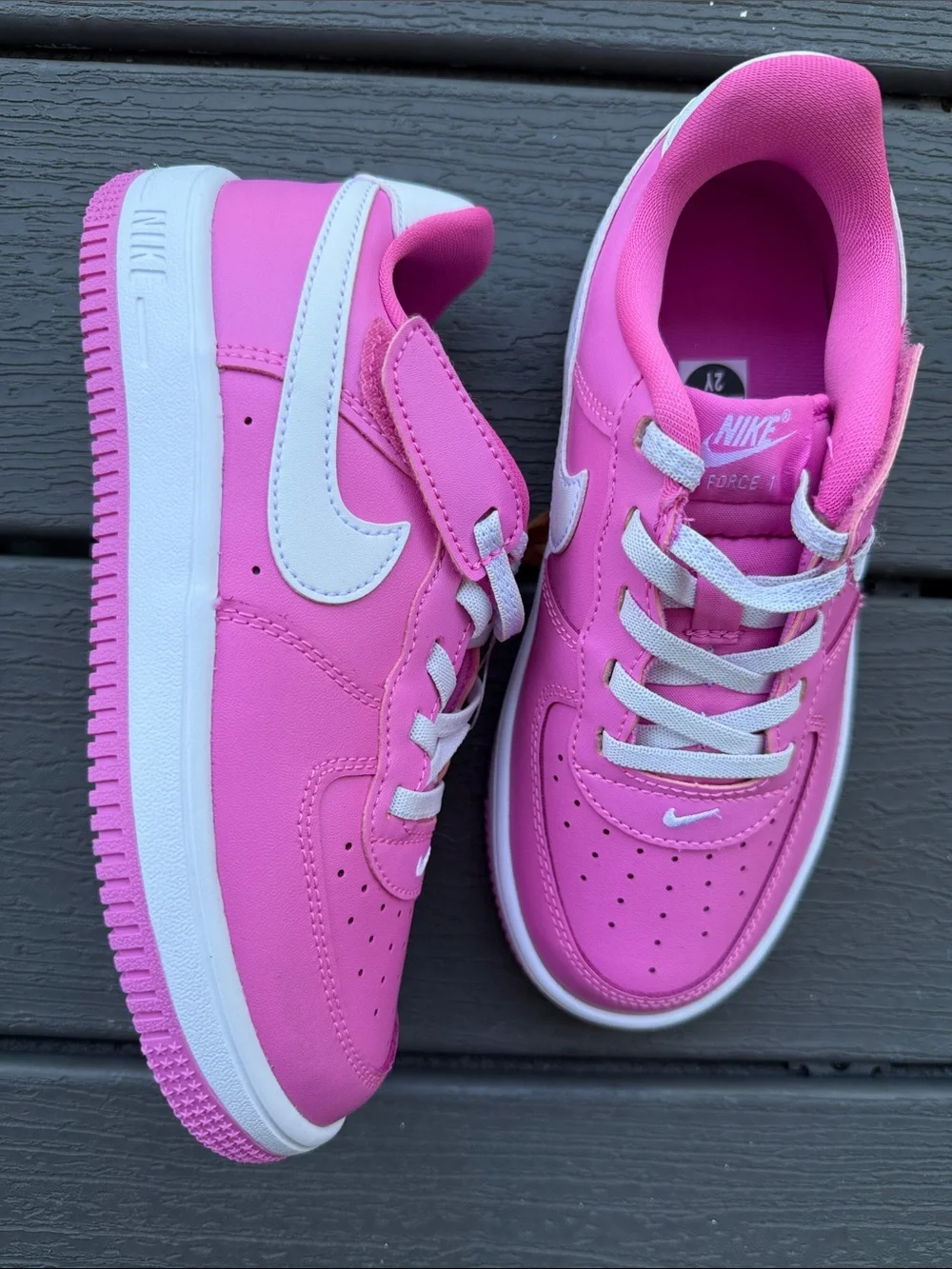 Nike Kids Pink Air Force 1 Low-Top Sneakers with White Swoosh